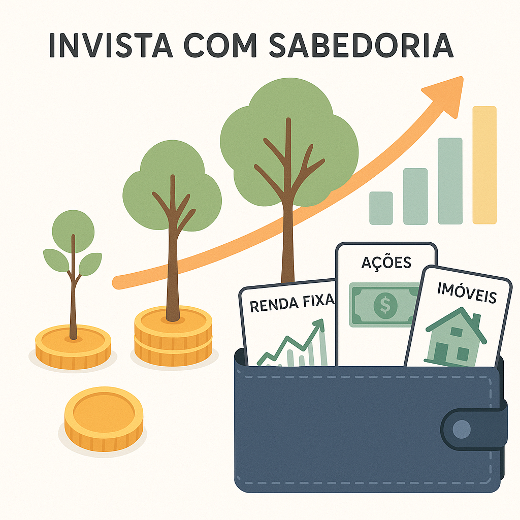 Infográfico mostrando crescimento do dinheiro com investimentos