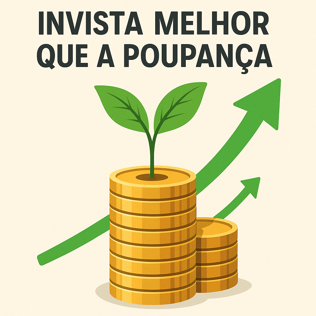 Montanha de moedas douradas com planta crescendo no topo e setas verdes apontando para cima.