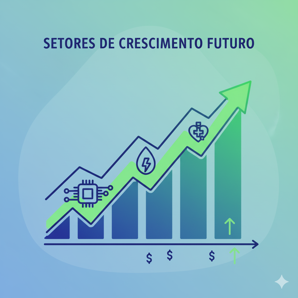Ilustração com gráfico de barras em crescimento sobre um mapa-múndi, ícones de rendimento e o símbolo do índice S&P 500, representando diversificação global de investimentos.